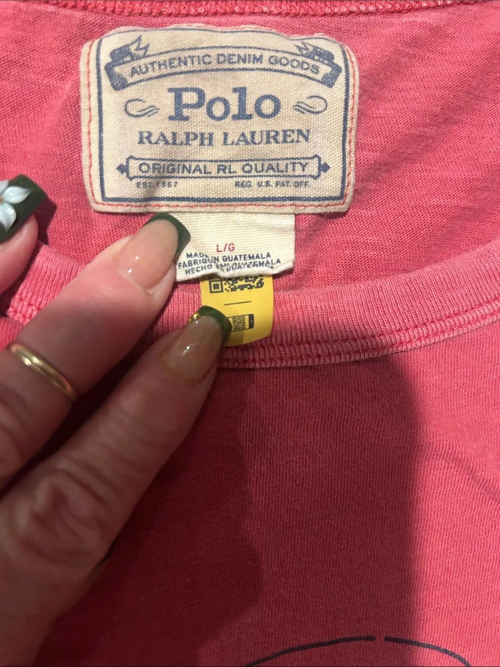 Polo by Ralph Lauren Vintage-Style Red Crewneck Tee with Navy Graphic